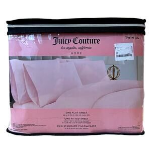 Juicy Couture TWIN XL 4pc Sheet Set Pastel Pink Luxury Glam Bedding NEW